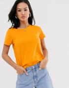Asos Design Organic Cotton Crew Neck T-shirt In Orange - Orange