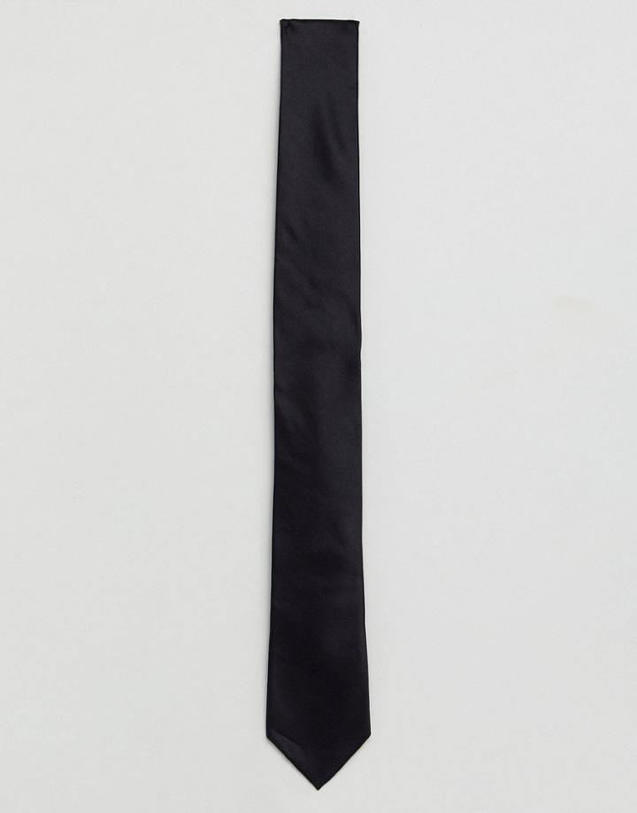 Farah Plain Woven Tie - Black