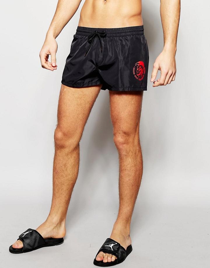 Diesel Swim Shorts In Shorter Length - Black