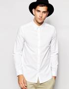 Asos White Shirt With Button Down Collar In Regular Fit With Long Sleeves - White
