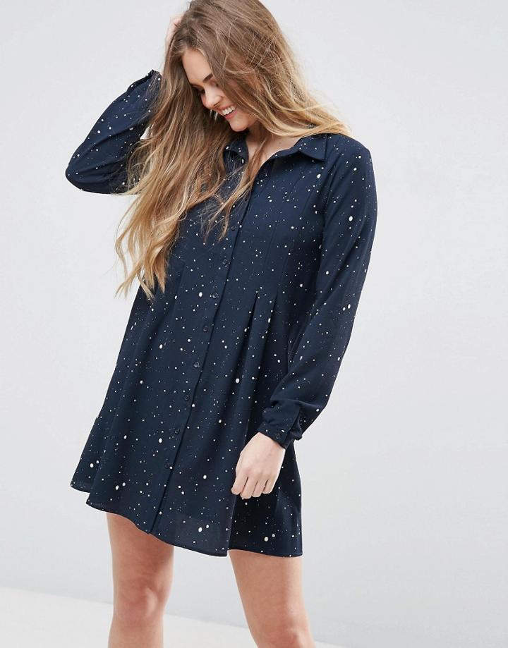 Vila Printed Shirt Dress - Blue