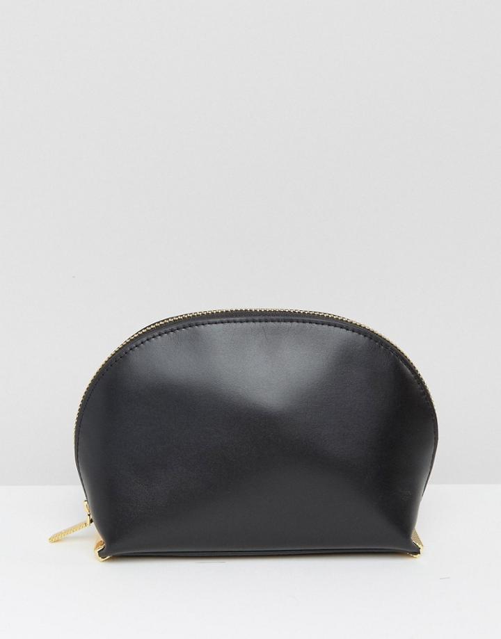 Ted Baker Slim Metal Bar Leather Makeup Bag - Black