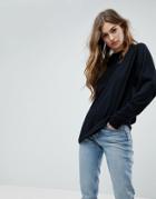 Asos Top In Super Oversized Fit With Long Sleeve - Black