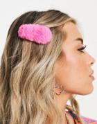 Topshop Fluffy Snap Hair Clip In Pink