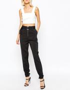Lavish Alice Tapered Leg Pants With D-ring Belt & Cuff - Black