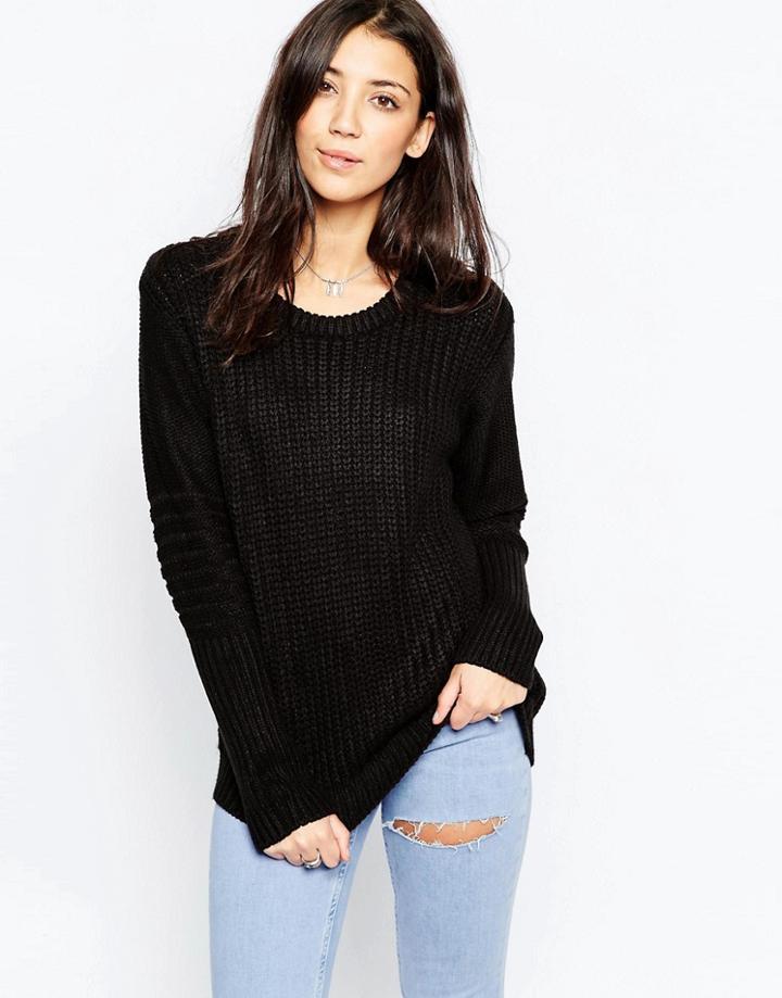 Brave Soul Ribbed Sweater - Black