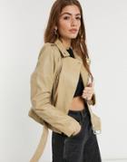 Barney's Originals Emma Real Leather Jacket In Cream-white