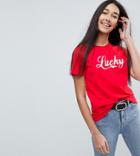 Asos Tall T-shirt With Lucky Print - Red