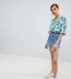 Reclaimed Vintage Revived Denim Skirt With Hawaiian Shirt Tails Two-piece - Blue