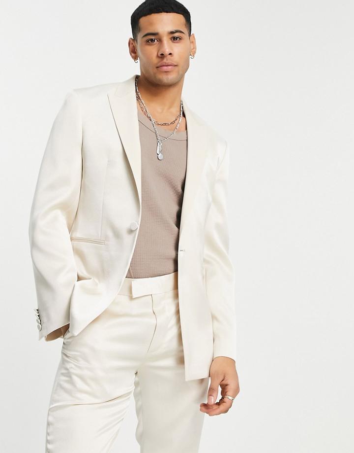 Asos Design Skinny High Shine Suit Pants In Yellow