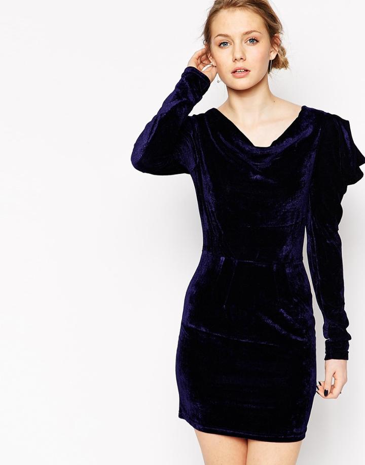 Frock And Frill Velvet Dress - Black