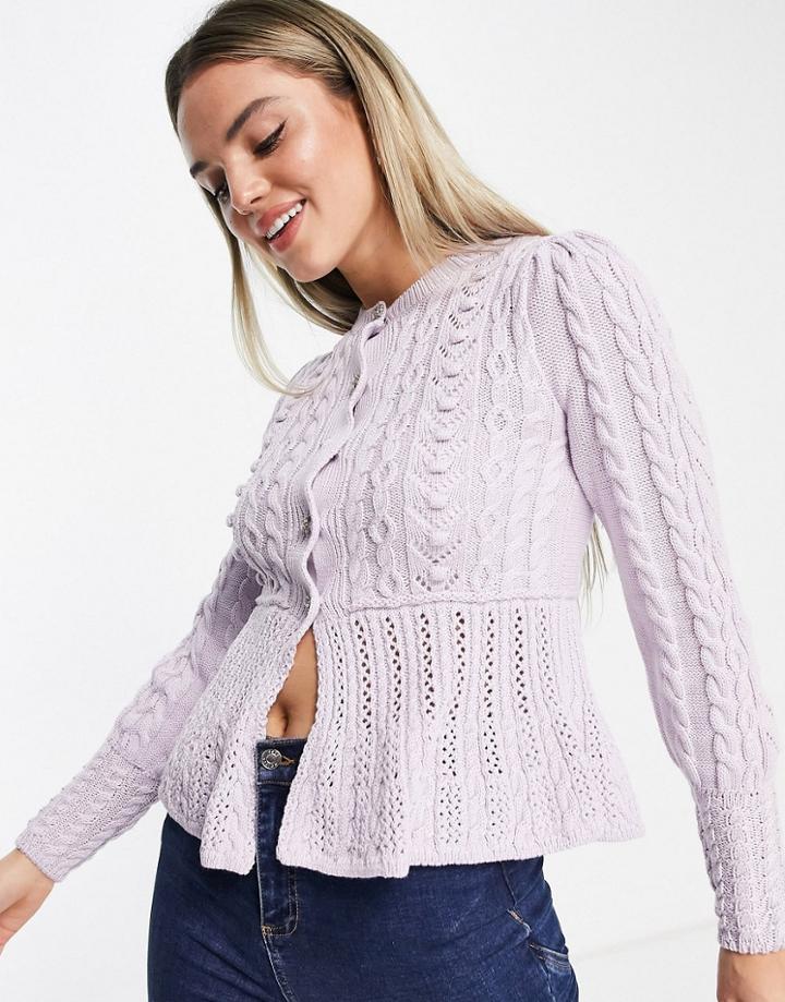 River Island Stitch Detail Cardigan In Purple