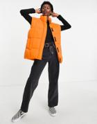 Asos Design Vest Puffer Jacket In Orange