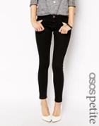 Asos Petite Whitby Low Rise Skinny Ankle Grazer Jeans In Clean Black - Black