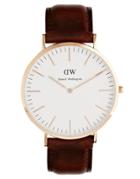 Daniel Wellington St Andrews Rose Gold Brown Leather Strap Watch