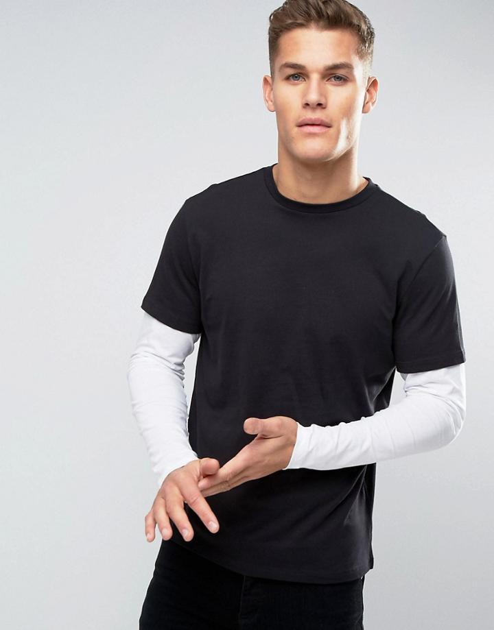 New Look Layered Long Sleeve T-shirt In Black - Black