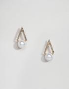 Oasis Triangle Pearl Through & Through Earrings - Gold