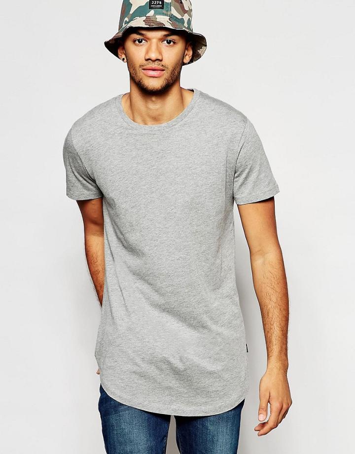 Jack & Jones Longline T-shirt - Light Gray Melange