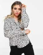 Topshop Blurred Animal Print Shirt In Monochrome-black