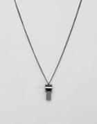 Asos Necklace With Whistle Pendant In Gunmetal - Silver
