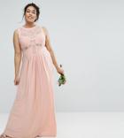 Asos Curve Wedding Lace Top Pleated Maxi Dress
