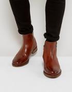 Asos Chelsea Boots In Brown Leather With Zips - Brown