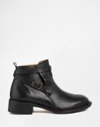 H By Hudson Sachs Black Leather Ankle Boots - Black