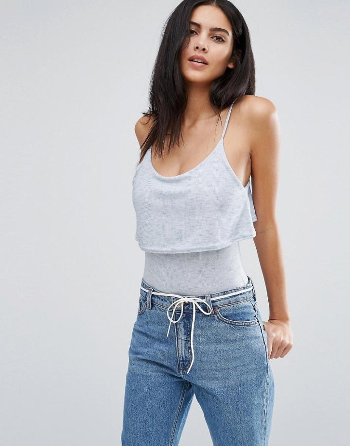 Daisy Street Frill Top Body - Gray