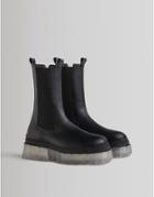 Bershka Chunky Chelsea Boot With Translucent Sole In Black