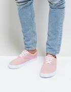 Asos Lace Up Sneakers In Pink Canvas - Pink