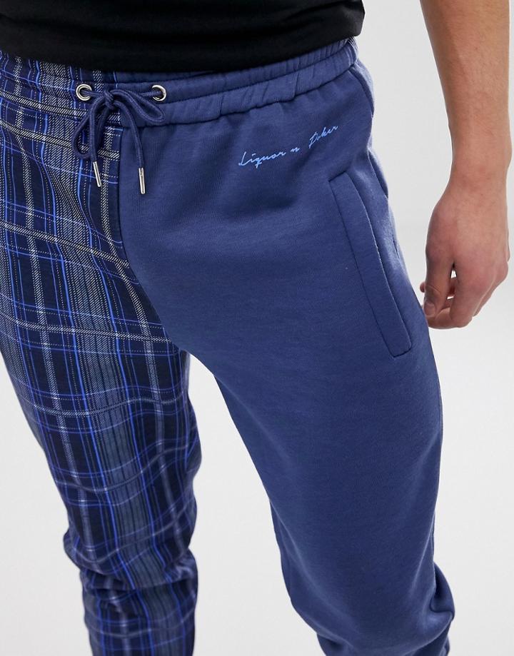 Liquor N Poker Jogger In Navy Split Print - Blue