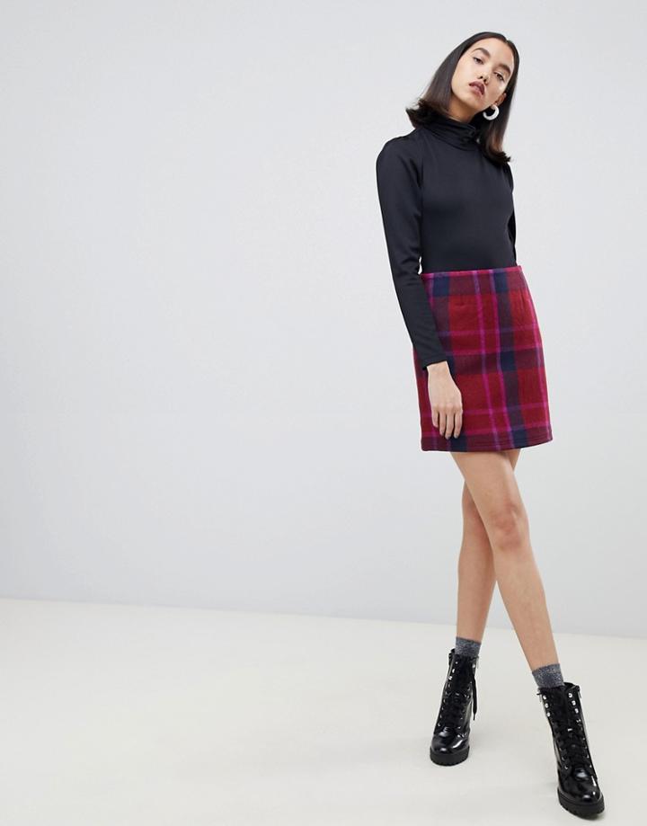 Lost Ink Mini Skirt In Check - Multi
