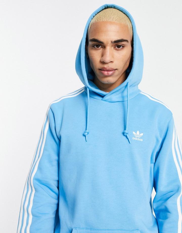 Adidas Originals Adicolor Three Stripe Hoodie In Sky Blue