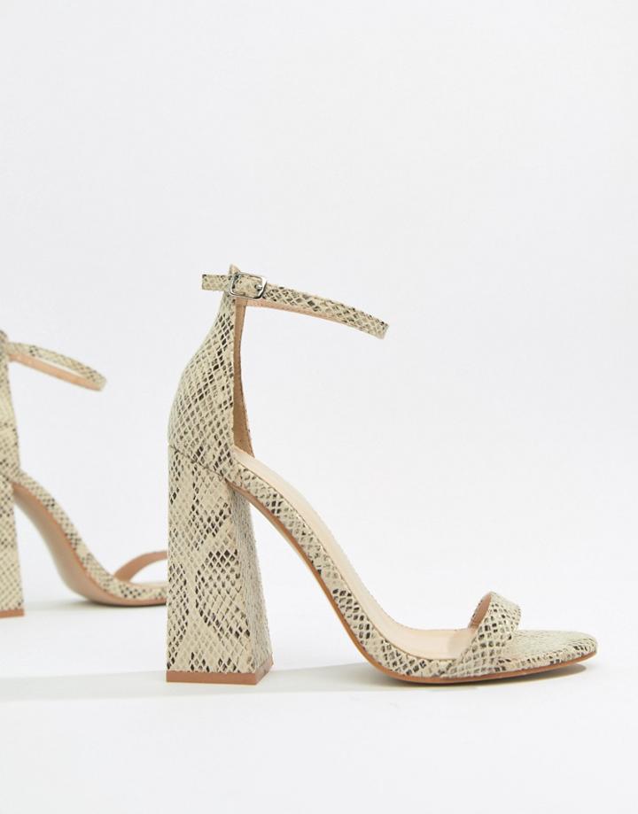 Public Desire Tess Snake Block Heeled Sandals-multi