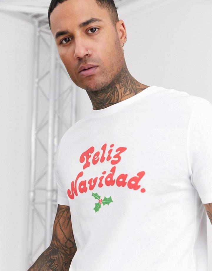Asos Design Holidays Standard T-shirt With Chest Text