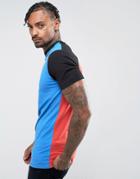 Asos Longline Muscle T-shirt In Bright Color Block - Blue