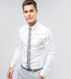 Asos Tall Skinny Sateen Shirt With Turned Back Placket In White - White