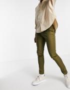 Asos Design Skinny Tech Smart Pants In Khaki-green
