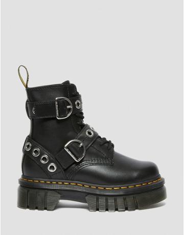 Dr Martens Audrick 8-eye Boots With Silver Hardware In Black