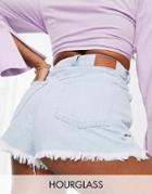 Asos Design Hourglass Mom Short In Light Blue-white