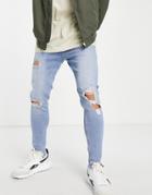 Jack & Jones Intelligence Pete Carrot Jeans With Rips In Blue