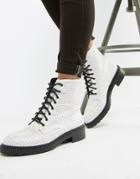 Asos Design Ally Lace Up Boots - Silver