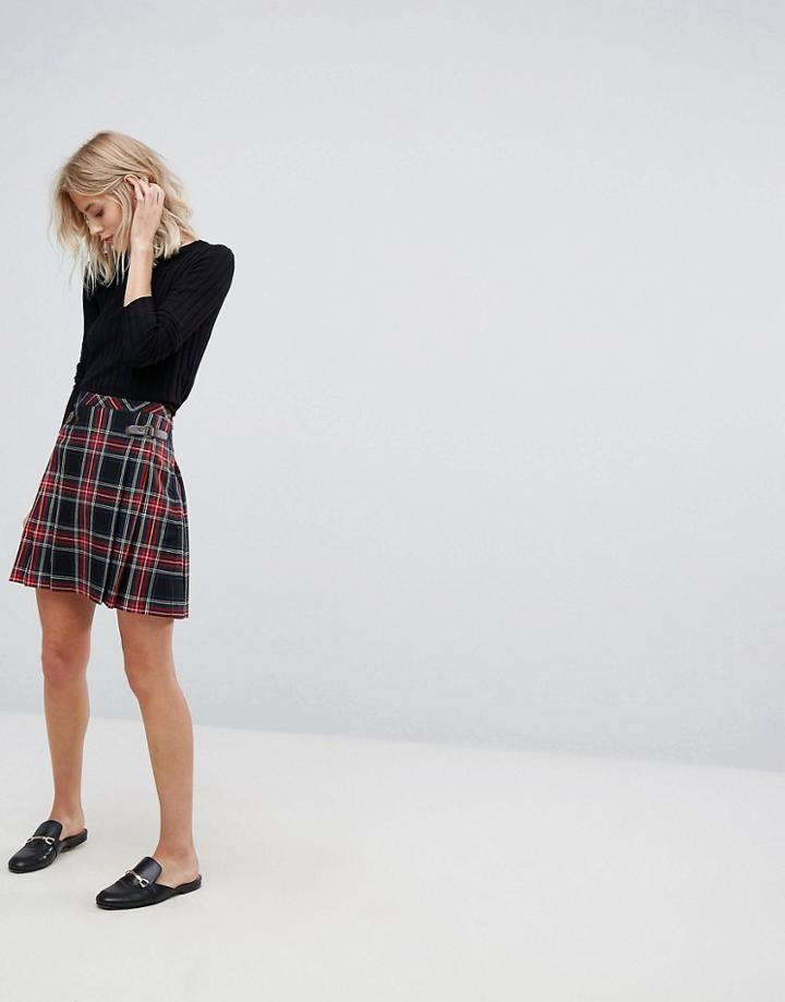 Esprit Plaid Check Pleated Skirt - Multi