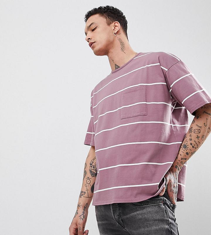 Heart & Dagger Oversized Striped T-shirt In Lilac - Purple