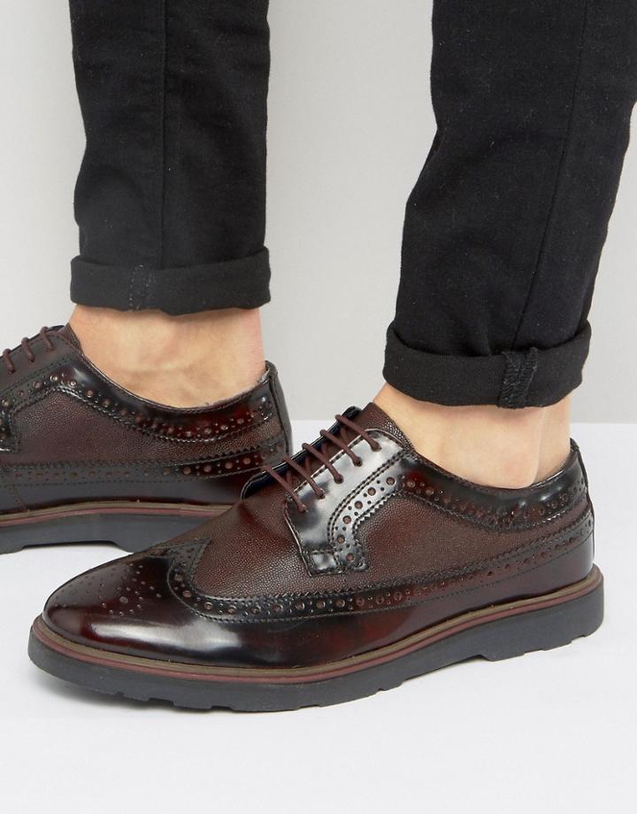 Silver Street Soho Brogues In Bordo Leather-red