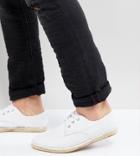 Asos Wide Fit Lace Up Espadrilles In White Textured Canvas - White
