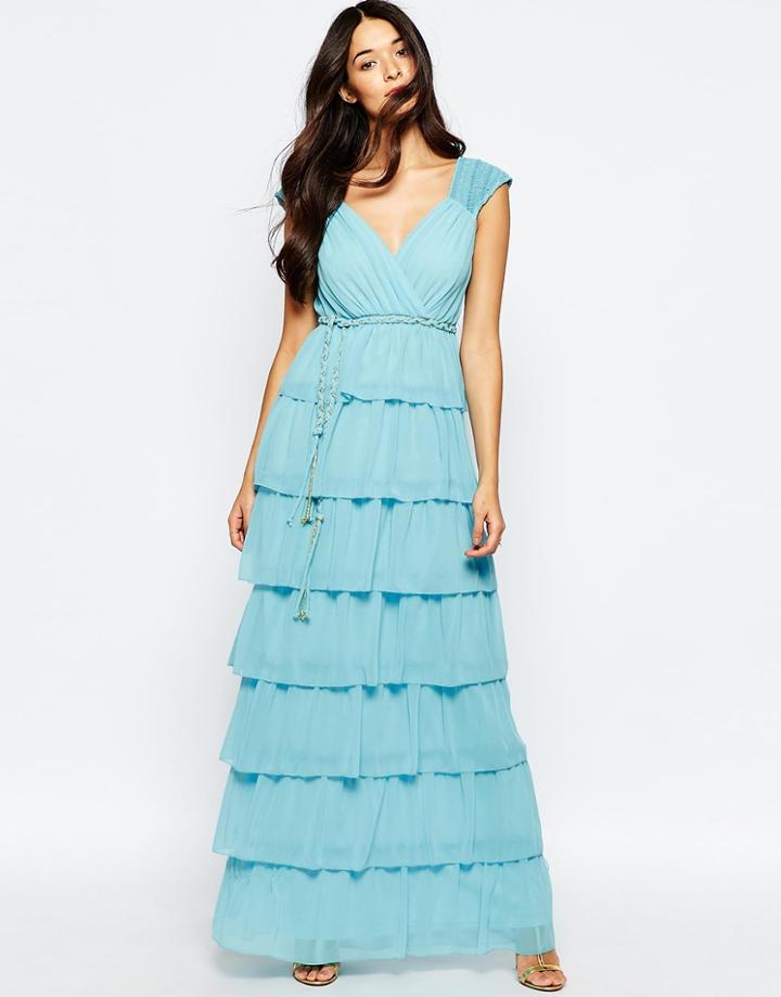 Traffic People Chiffon Bold Blessings Rara Maxi Dress - Blue
