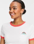 Brave Soul Rainbow Ringer T-shirt-white