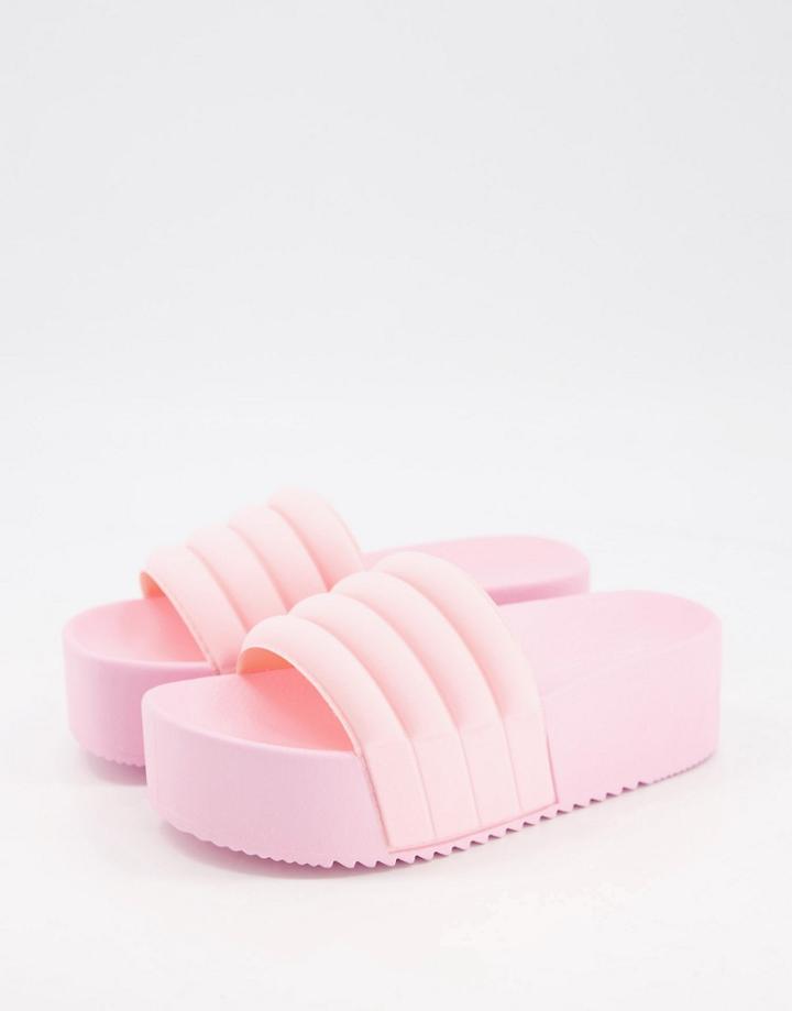 Asos Design Flori Flatform Sliders In Baby Pink