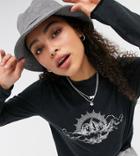 Noisy May Exclusive Oversized T-shirt With Cherub Motif In Black-grey